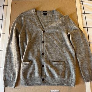 Grey XL J Crew Men's Cardigan with Elbow Patches